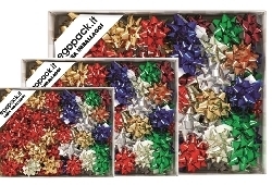 Art. FS619VIC, Coccardine stelle a nastro per confezioni regalo.