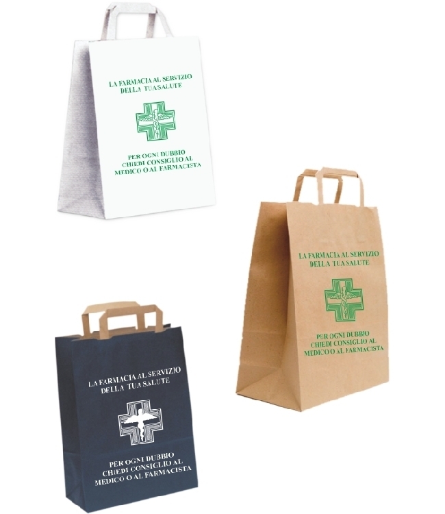 Art. EGO053 Shoppers in carta Kraft F.to 20+10x32 manico a piattina, imballo 400 pz.