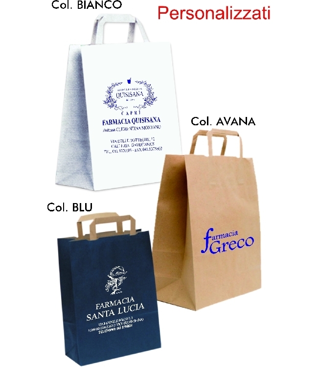 Art. EGO057 Shoppers in carta Kraft F.to 40+12x42 manico a piattina, imballo 225 pz.