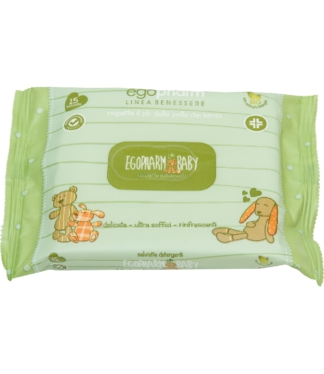Art. Ego 805 Salviette imbevute agli estratti bio. COnfezione Pocket da 15 pz